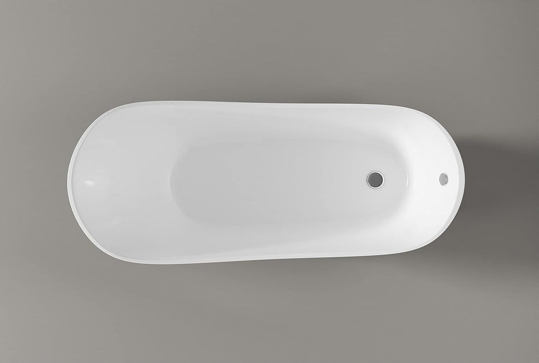 Freistehende Badewanne PARIS Acryl - 176 x 71 cm - Schwarz glänzend - Metallfüsse &amp; Standarmatur wäh