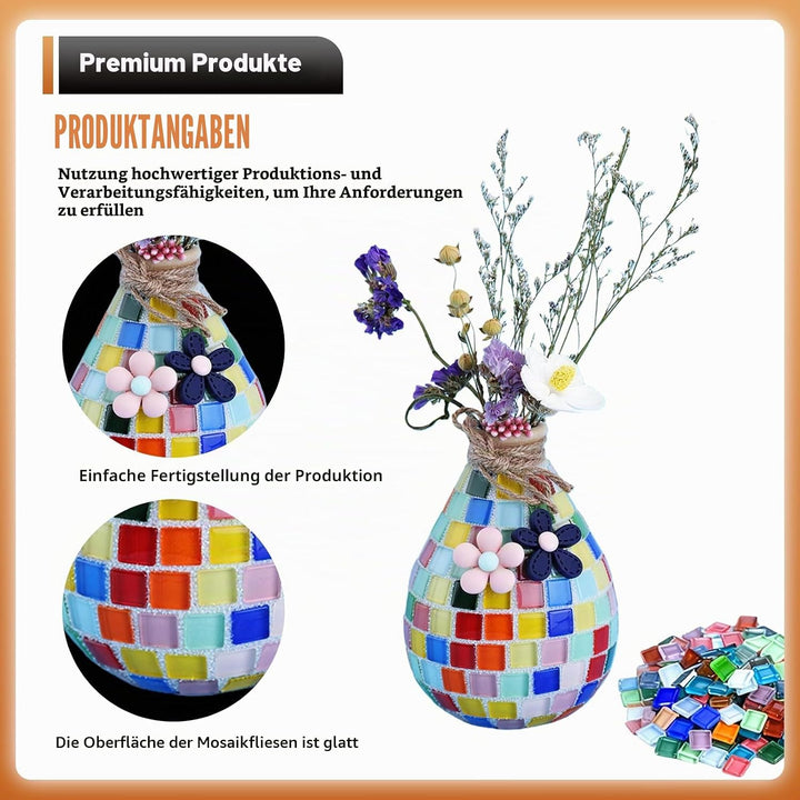 PORFOYO 2 Sets DIY Vasenmosaik Set, Mosaik Bastelset Kinder, Kreative DIY, Heimdekoration, Basteln K