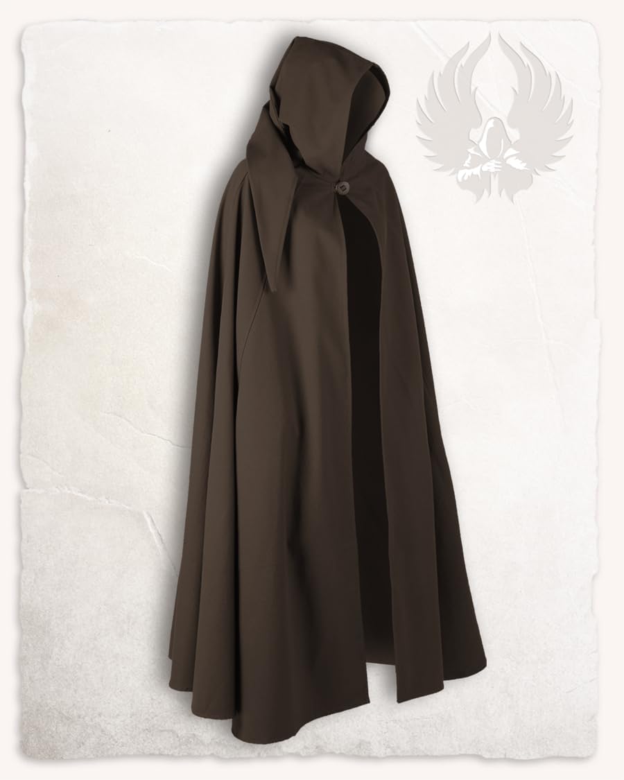 MYTHOLON Gora Umhang mit Kapuze, Kostüm aus Canvas, Mittelalter LARP, Verkleidung Damen Herren, Bord