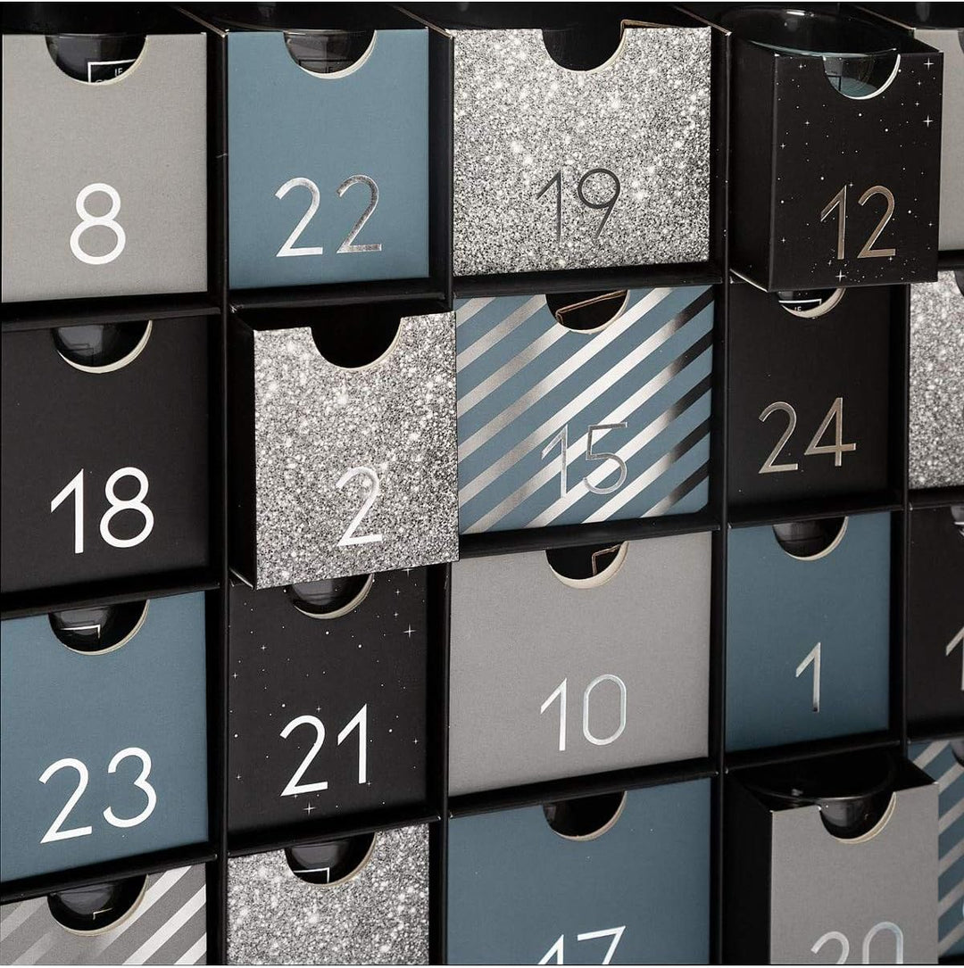 Atmosphera – Original Adventskalender mit 25 Duftkerzen in Gläsern mit Zitat, Parfümiert. cm Schwarz