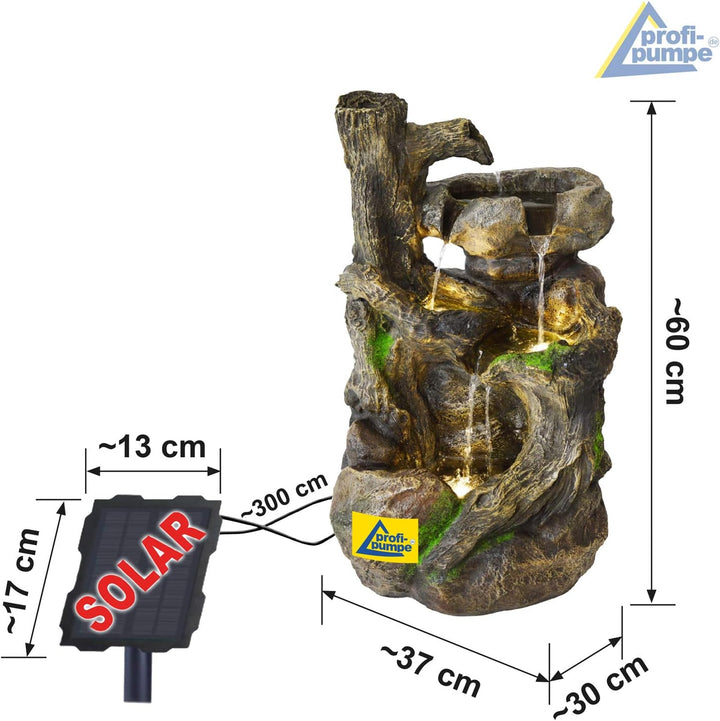 Solar Gartenbrunnen Brunnen Zierbrunnen Zimmerbrunnen Springbrunnen Brunnen mit LED-Licht und Li-Ion