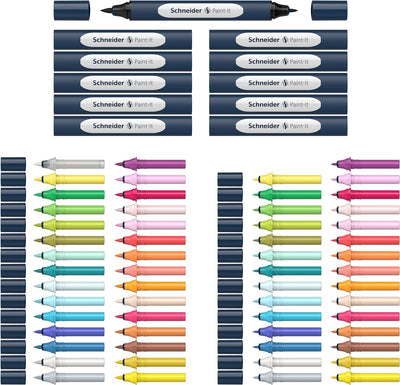 Schneider 040 Paint-It Twinmarker Komplettset (Brush Tip & 1,0 mm Rundspitze,farbintensive Tinte auf