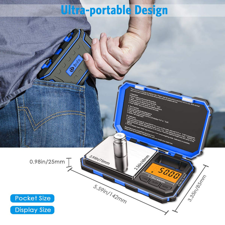 Brifit Feinwaage 0,01g, 200 x 0.01g Taschenwaage Digitalwaage mit EIN 50g Edelstahl Kalibriergewicht