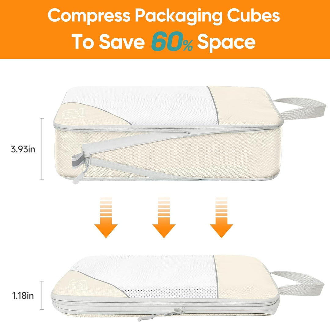 Packwürfel Set 10 Teilig Compression Packing Cubes,Platzsparendes Koffer Organizer für Travel Essent