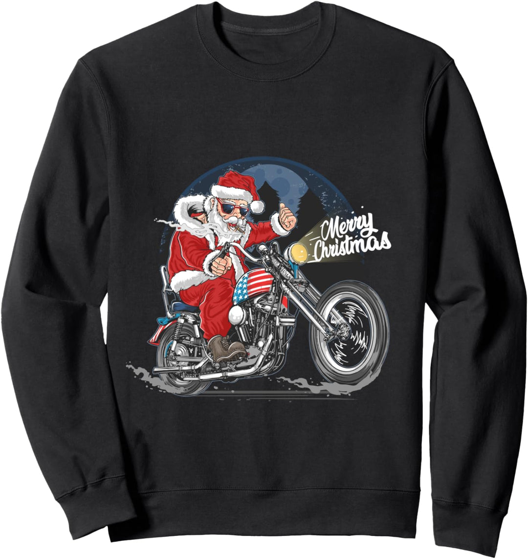 Weihnachtsmann Santa Claus Biker Motorrad Motocross Neujahr Sweatshirt