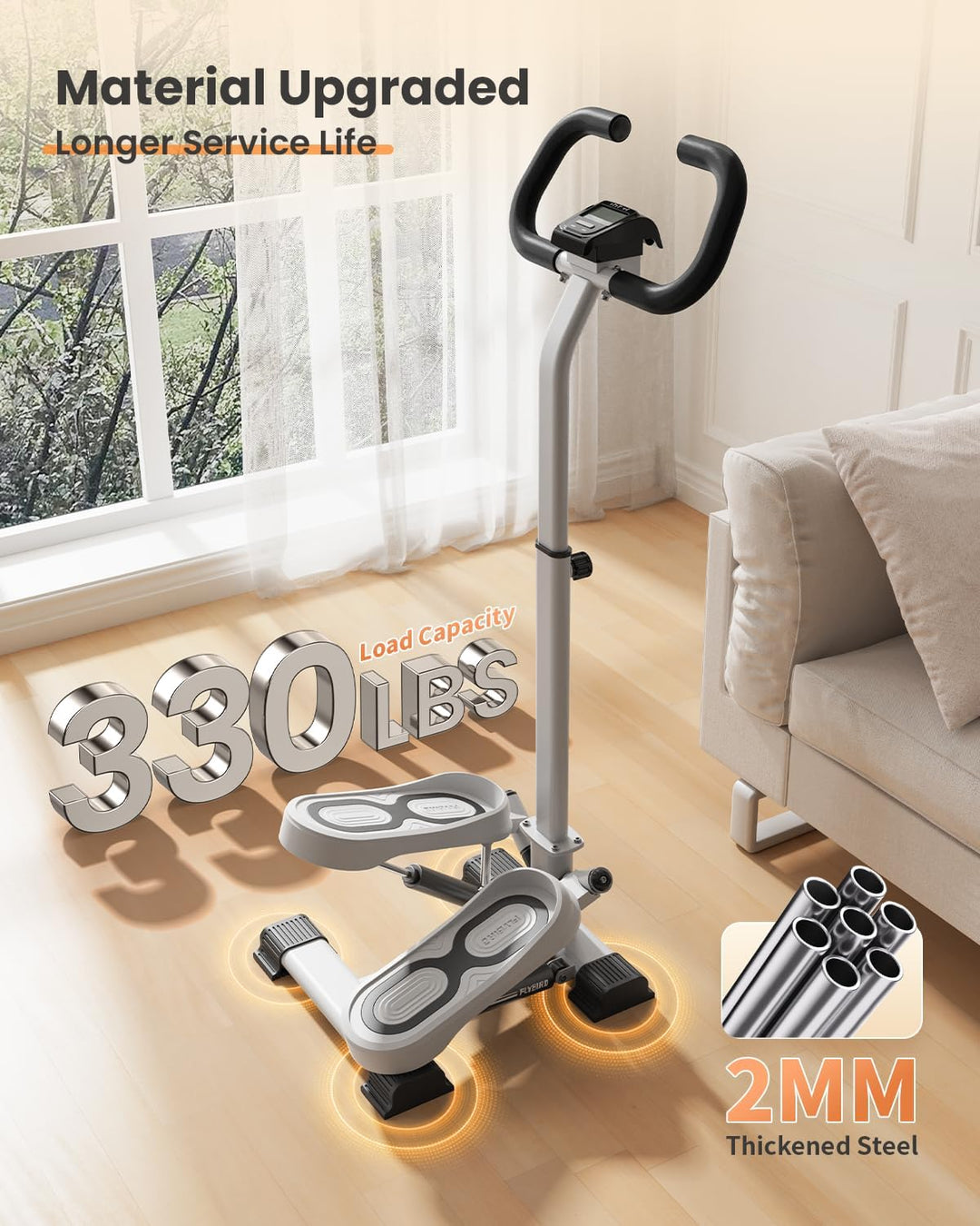 FLYBIRD Exercise Stair Stepper für Zuhause, professioneller Twist-Stepper mit Widerstandsband, 150-1