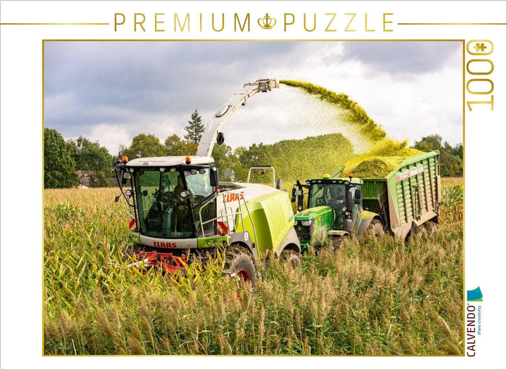 CALVENDO Puzzle Claas Jaguar 950 und John Deere 6250R - 1000 Teile Foto-Puzzle für glückliche Stunde