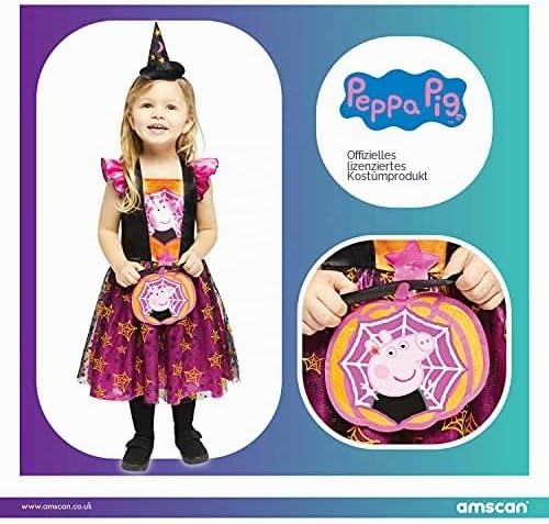 amscan 9907554 Offiziell lizenziertes Peppa Pig Hexen Kostüm für kinder Mädchen 2-3 Jahre, 2-3 Jahre