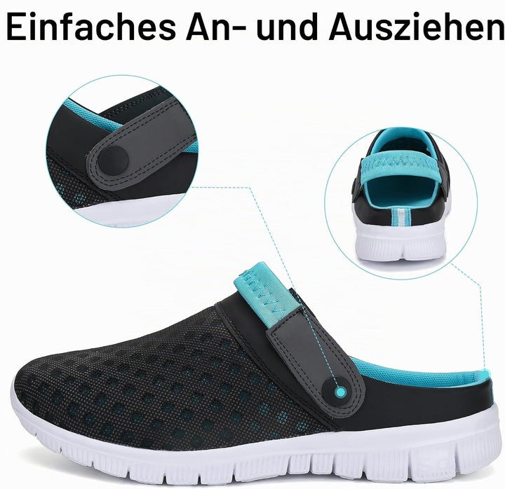 SAGUARO Unisex Clogs Sommer Hausschuhe Leicht Gartenschuhe Gr. 36-48, Blau