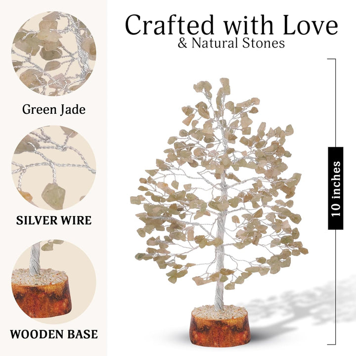 FASHIONZAADI Green Jade Gemstone Crystal Tree Healing Trees Bonsai Money Crystals Gemstone Trees Rei