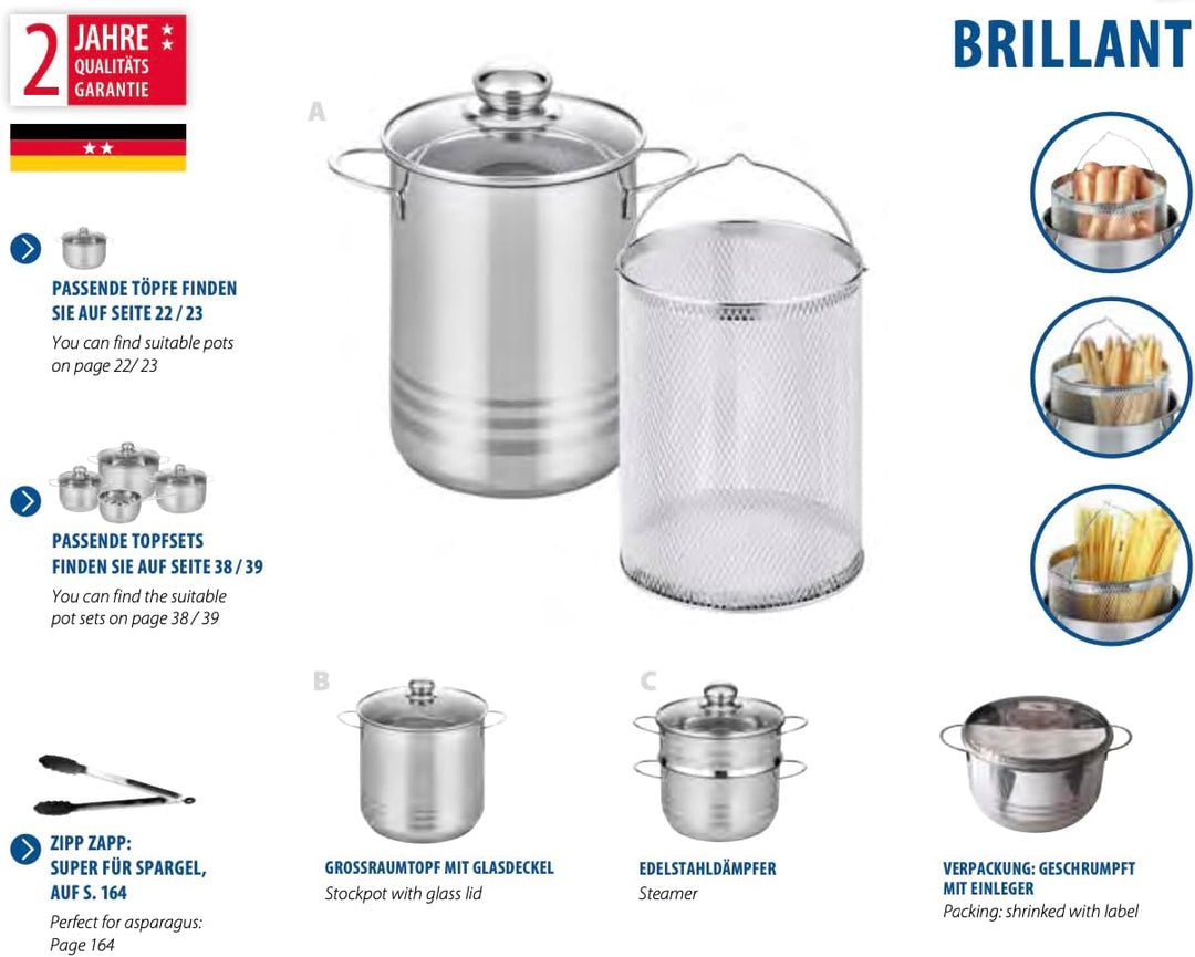 ELO 22624 Suppentopf "Brilliant" tief mit Glasdeckel, 24 cm