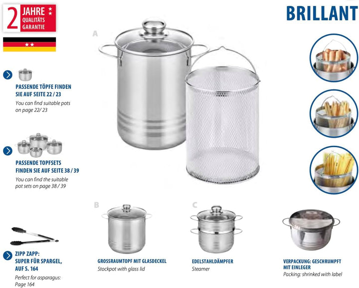 ELO 22624 Suppentopf "Brilliant" tief mit Glasdeckel, 24 cm