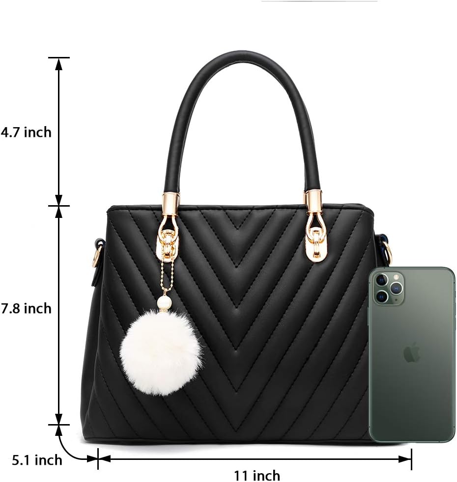 Womens Fashion Leather Handbags Quilted Purses Top-handle Totes Satchel Bag for Ladies Shoulder Bag