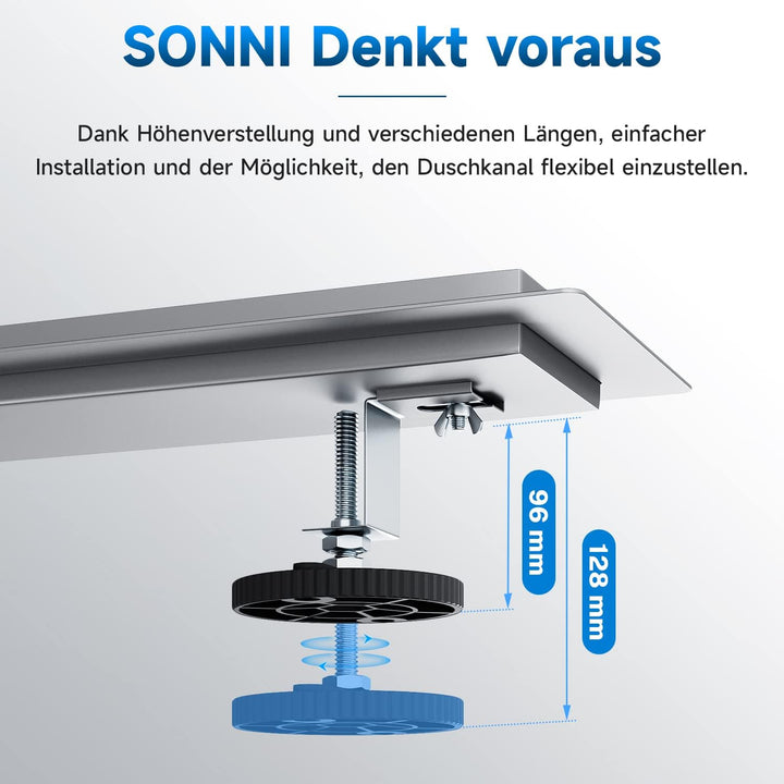 SONNI Duschrinne 80cm Edelstahl Befliesbar Komplettset Doppelseitige duschablauf Bodenablauf Flach m