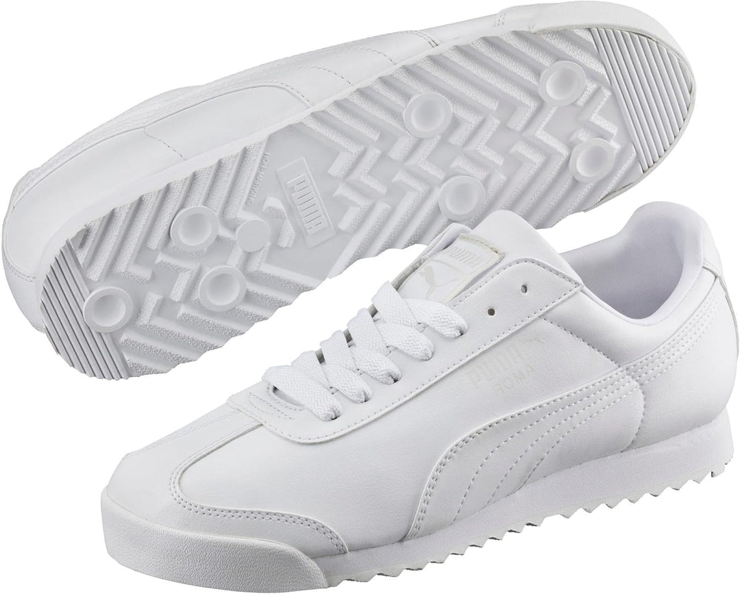 PUMA Herren Roma Basic Sneaker 47 EU Weiss Hellgrau, 47 EU Weiss Hellgrau