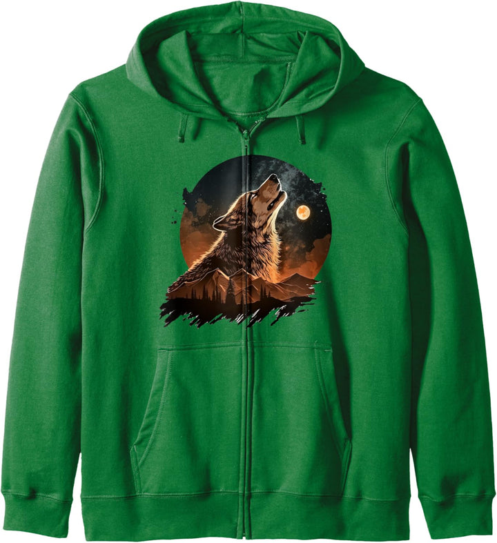 Wolf Tier der auf den Mond heult Wolf Kapuzenjacke