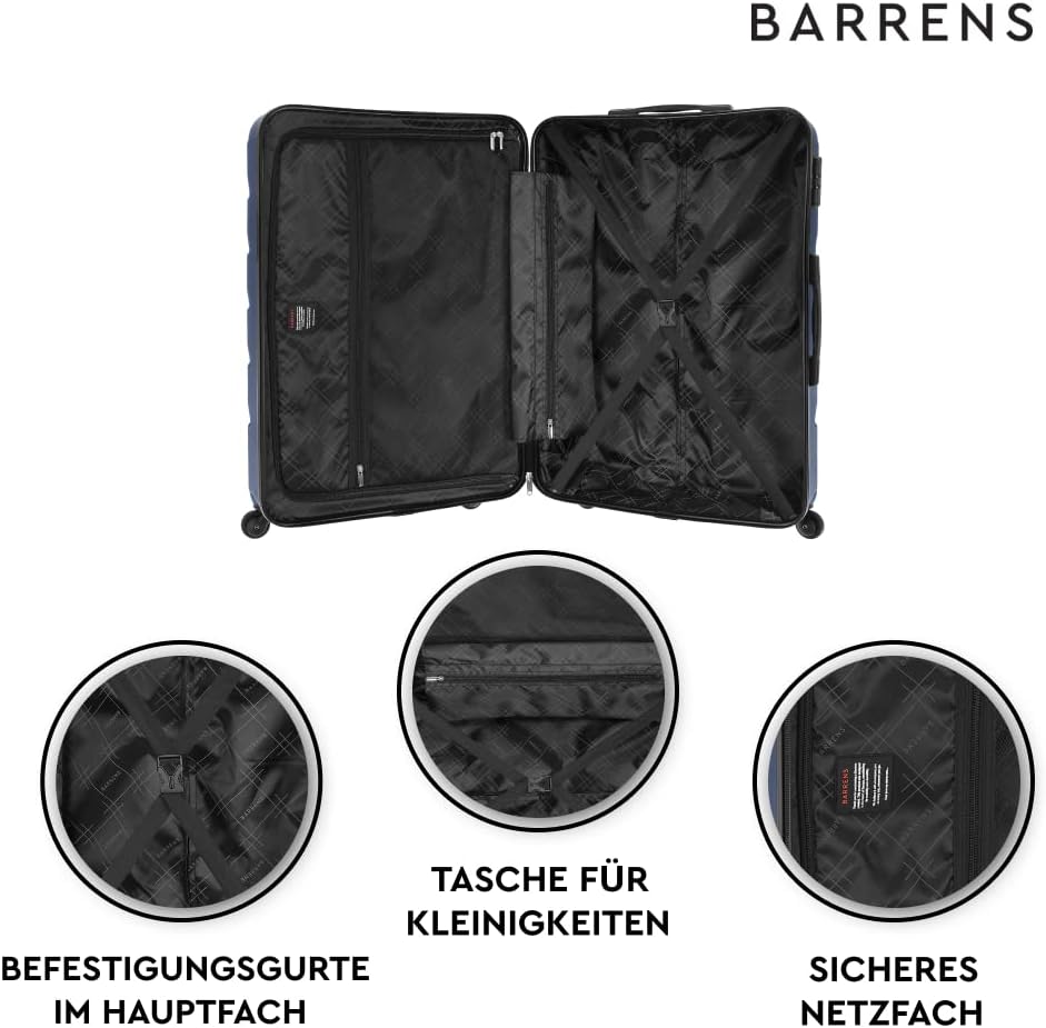 BARRENS Grosser Koffer | Aufgabegepäck | 77x51x30 cm | 96 L | 4x360 Grad Rollen | Flexibler Griff |