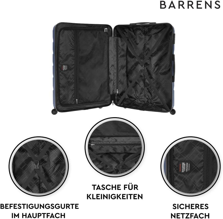 BARRENS Grosser Koffer | Aufgabegepäck | 77x51x30 cm | 96 L | 4x360 Grad Rollen | Flexibler Griff |