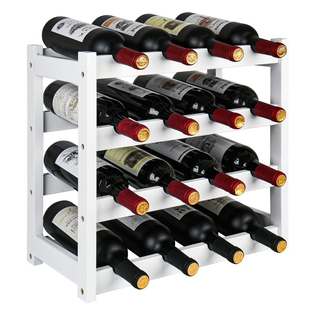 VASMIA Weinregal, 4 Etagen Bambus Flaschenregal für Arbeitsplatte, Stabiler und Langlebiger Weinaufb