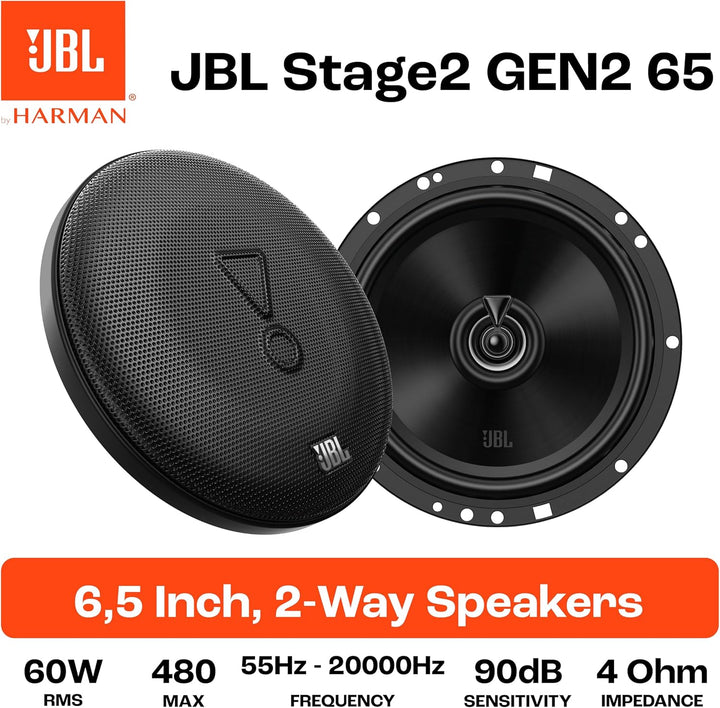 JBL Stage2 GEN2 65 Koaxial Lautsprecher Auto 165mm (6,5 Zoll): von Harman Kardon Car HiFi mit 60W RM