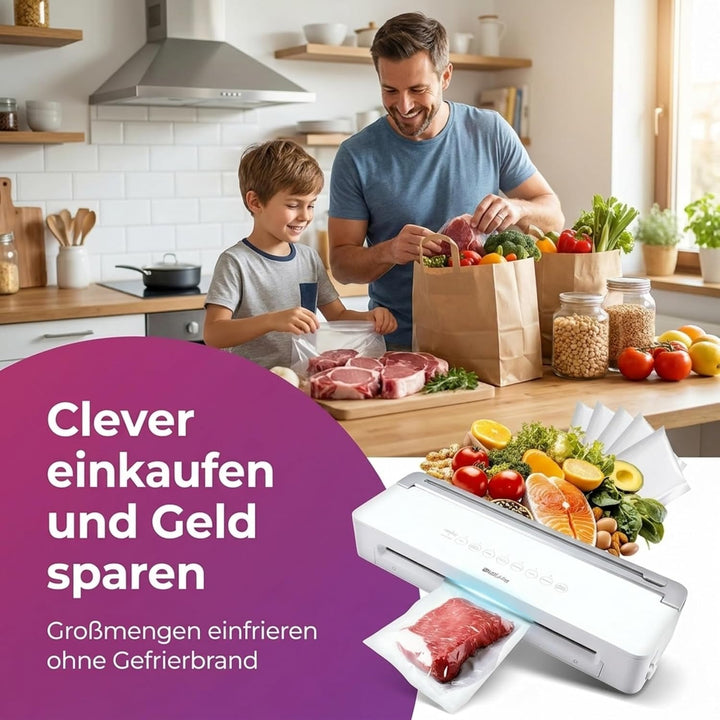 Vakuumierer | Vakuumiergerät für Lebensmittel | Inkl. 5 Vakuumbeutel (20 x 30 cm) | Vacuum Sealer Ma