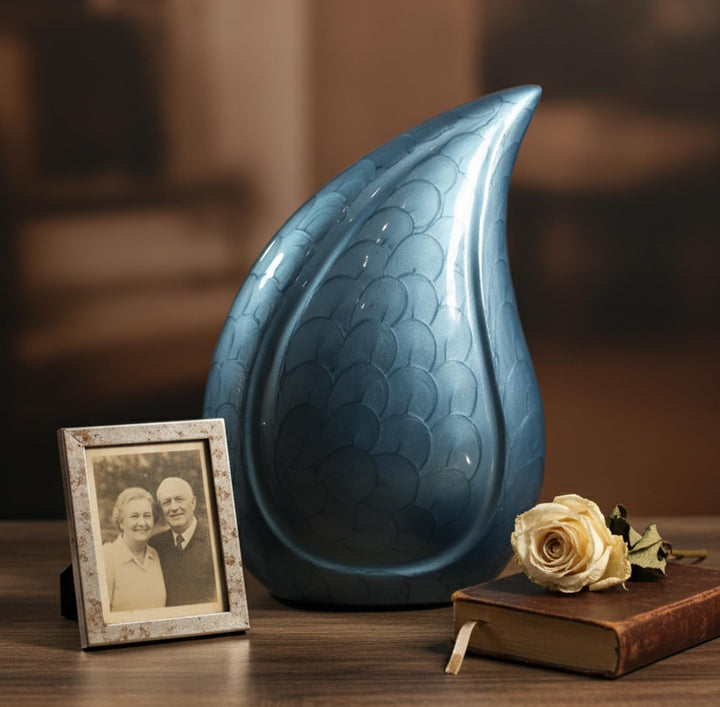 eSplanade Teardrop Cremation Urn Memorial Container Jar Pot | Cremation urn | Metal urn | Burial urn