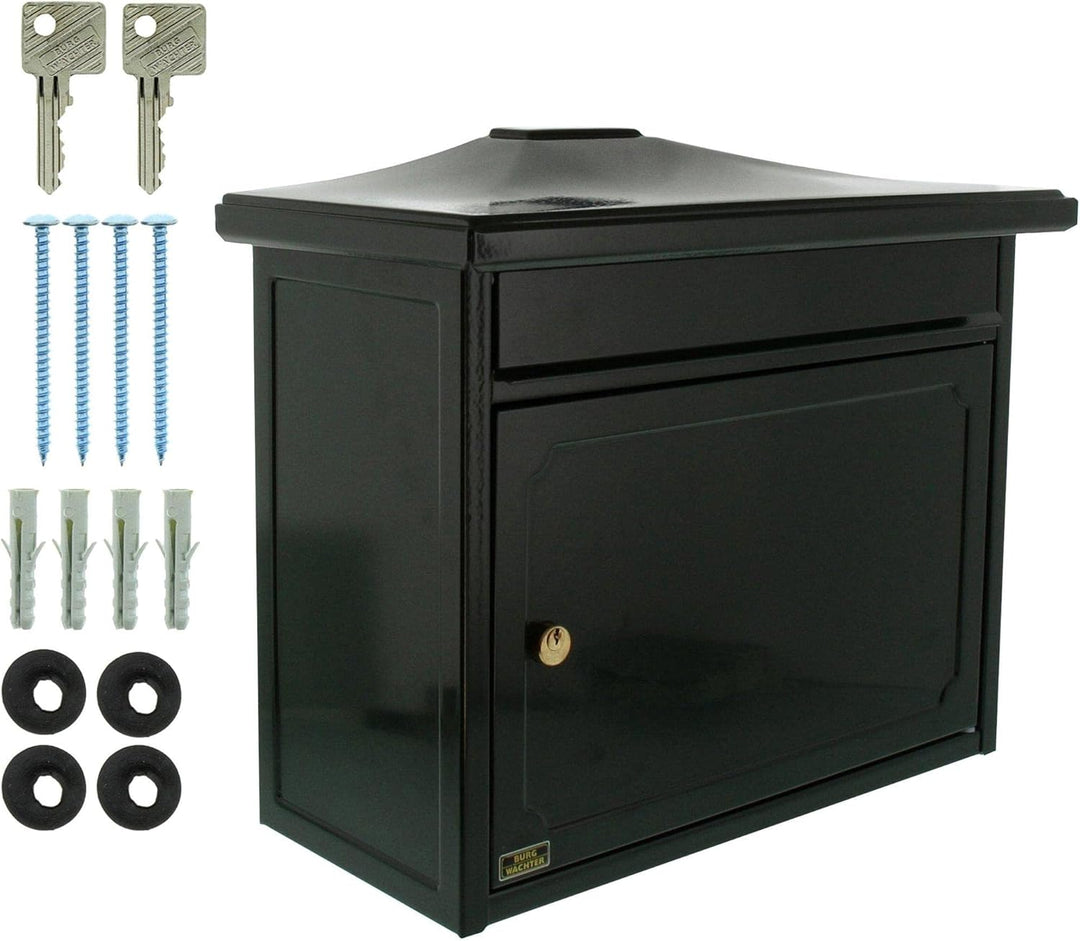 Burg-WÄCHTER Briefkasten ohne Zeitungsfach und Namensschild, Verzinkter Stahl, Einwurf-Format DIN C4