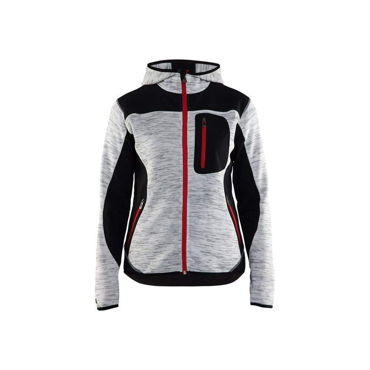 Blakläder Damen Strickjacke mit Softshell-Verstärkungen, 1 Stück, Grösse: XL, grau melange/schwarz,