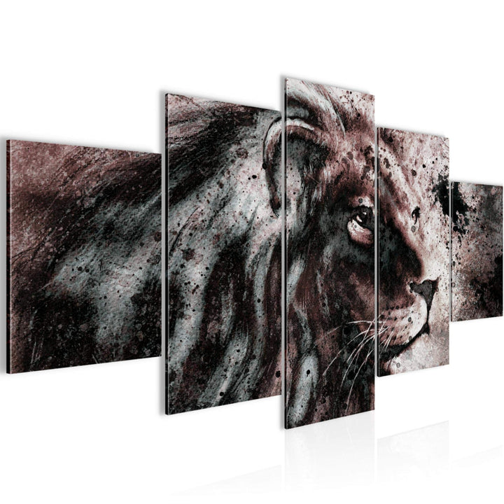 Runa Art Wandbilder Afrika Löwe 5 Teilig Bild auf Vlies Leinwand Deko Wohnzimmer Schlafzimmer Gross