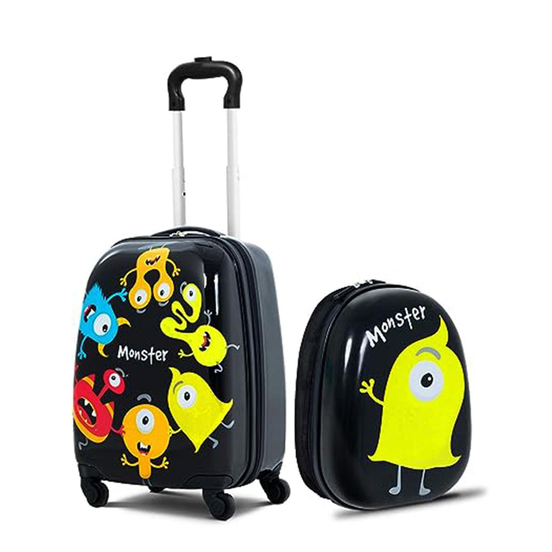 GOPLUS Kinderkoffer mit Rucksack, Kids Trolley, Kindergepäck mit Rollen, Reisekoffer mit Teleskopgri