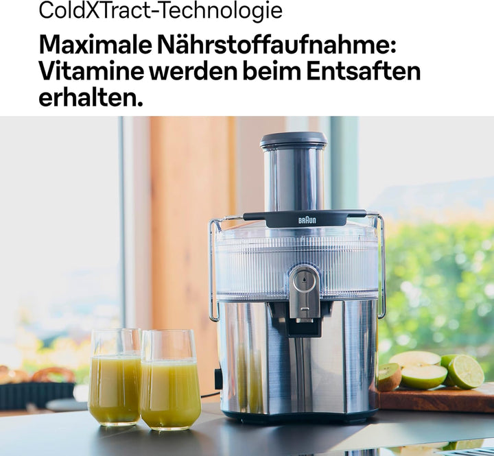 Braun MultiJuice 7 SJ700, Zentrifugalentsafter mit ColdXtract-Technologie, 75 mm Einfüllöffnung, 2L