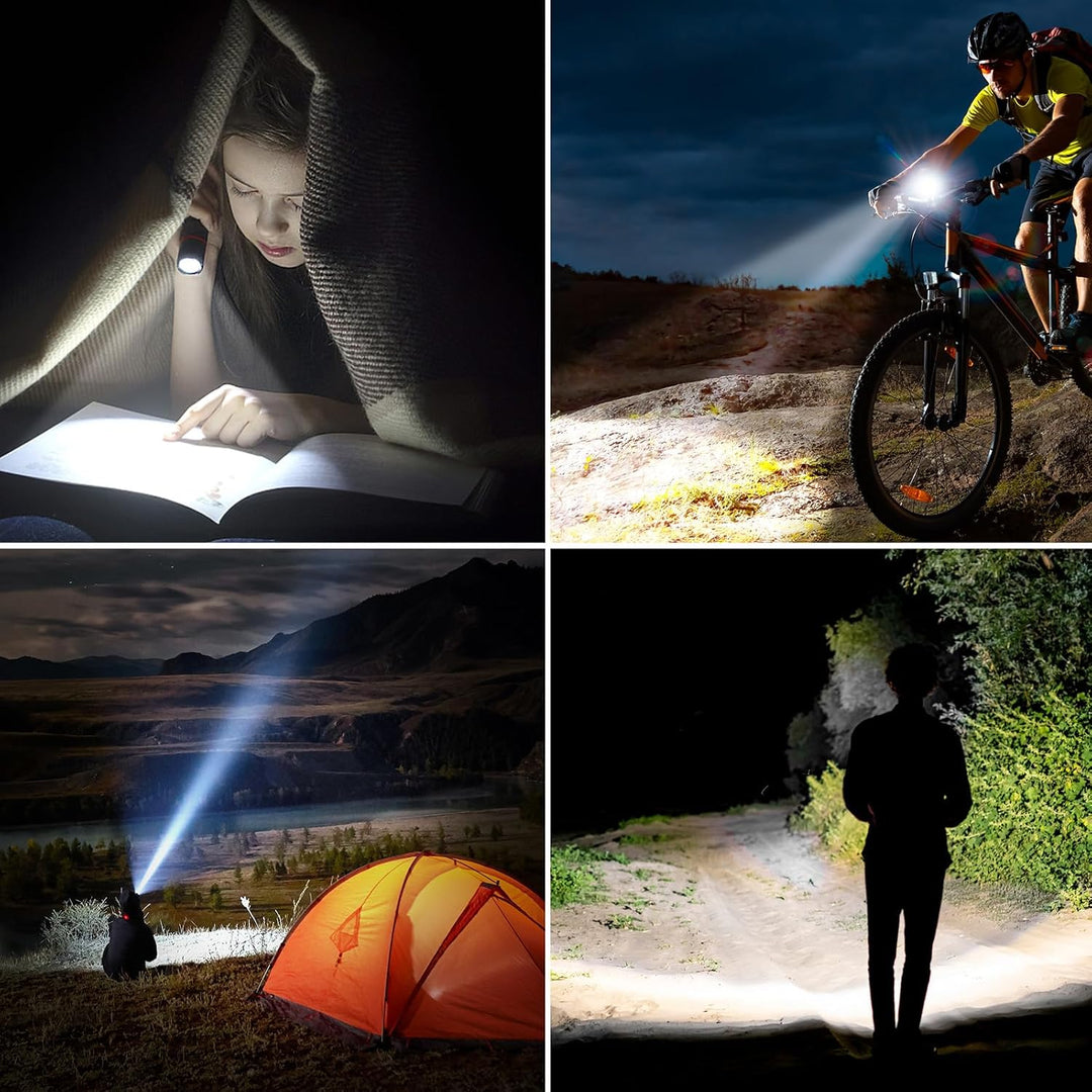 Blukar LED Taschenlampe Aufladbar, Superhelle Zoombar Mini Torch mit 4 Lichtmodi & Langer Betriebsda