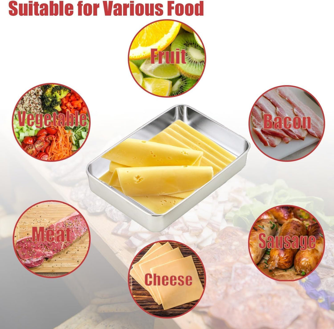 Set mit 3 Aufschnittbox Fresh, Gefrierbehälter,Lebensmittel Aufbewahrungsbox,Stapelbare Edelstahl-Bo