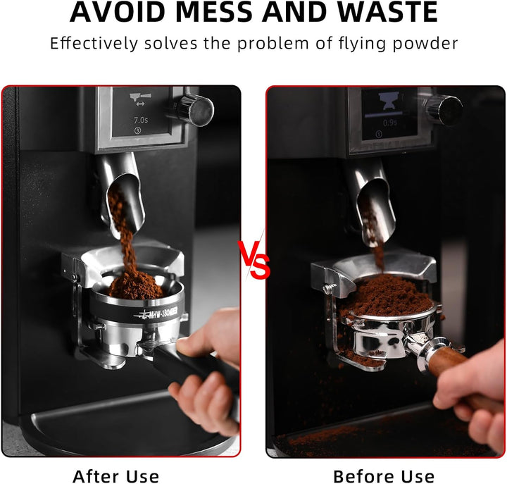 MHW-3BOMBER YU Series 58mm Dosing Funnel, Espressoring mit 36 Magneten, Aussennut-Design, Rutschfest