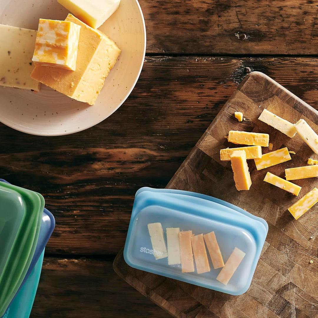 Stasher Bag Premium Silikonbeutel wiederverwendbar für Lebensmittel, Snack-Beutel, Blau, Dauerhaft,