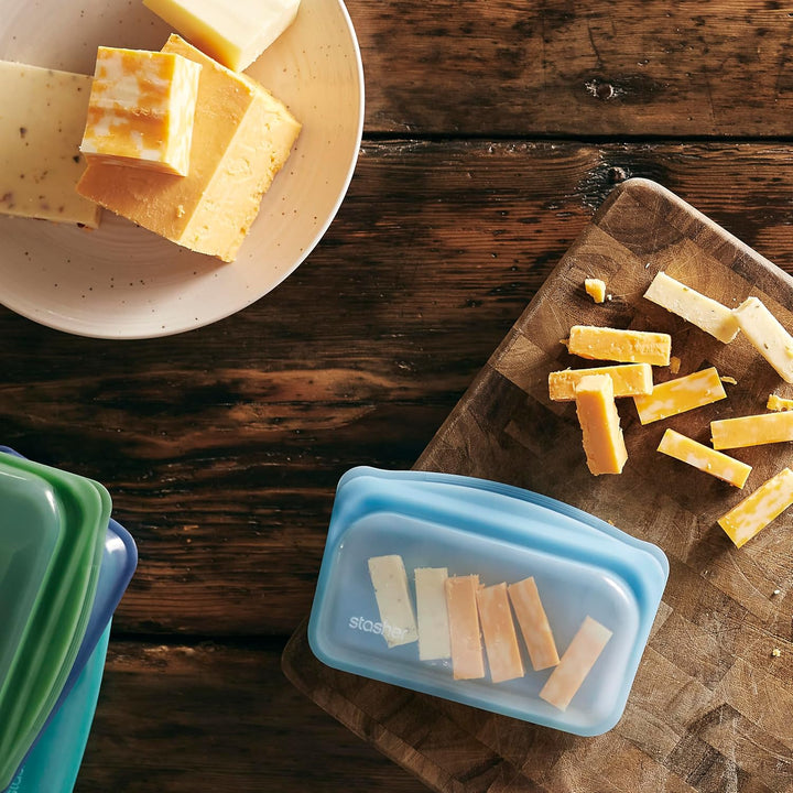 Stasher Bag Premium Silikonbeutel wiederverwendbar für Lebensmittel, Snack-Beutel, Blau, Dauerhaft,