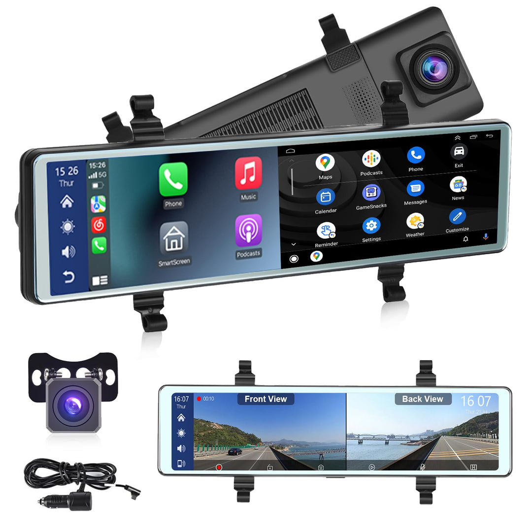 Hodozzy Kamera Auto Dash Cam Rückspiegel Carplay Wireless Android Auto, Bluetooth 11,26 Zoll Touchsc