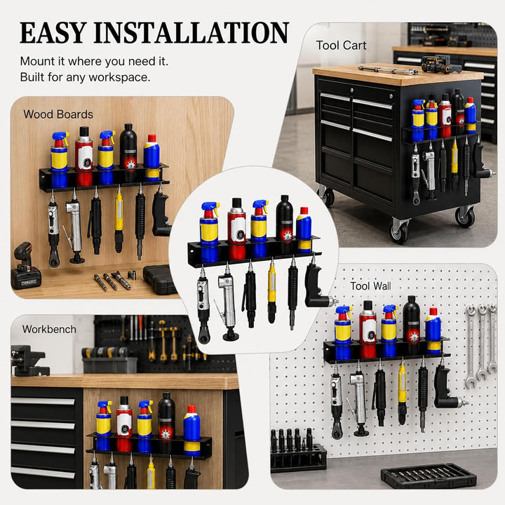 2 Stück Dosenhalter für Sprühflaschen, 5 Sprühdosen und 6 Schlitzen | Werkzeug Wandhalterung Regal,