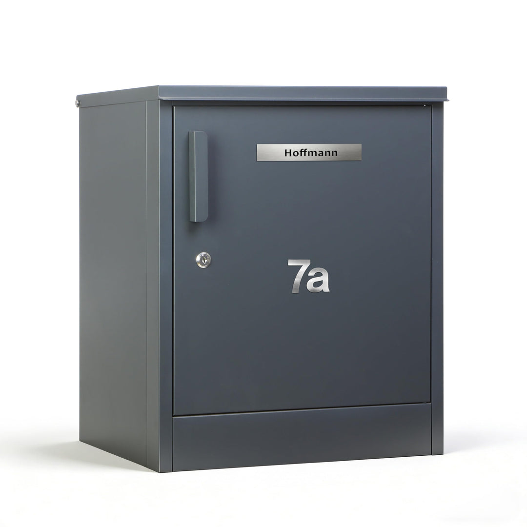 Zedelmaier Paketbox, Grosses Paketfach in Anthrazit zur Wandmontage, Personalisierte Paketbox für Dr