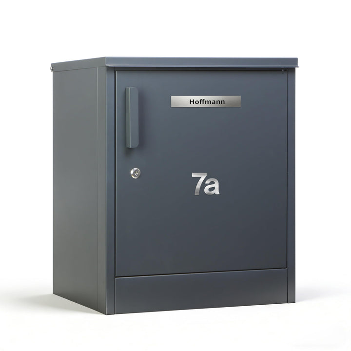 Zedelmaier Paketbox, Grosses Paketfach in Anthrazit zur Wandmontage, Personalisierte Paketbox für Dr