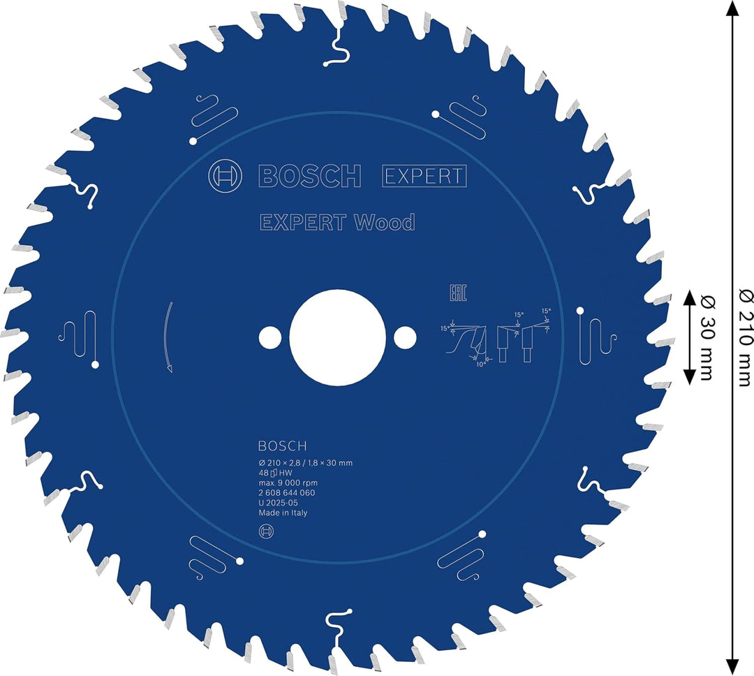 Bosch Professional 1x Kreissägeblatt Expert for Wood (für Holz, Sägeblatt Ø 210 x 30 x 2,8 mm, Zähne
