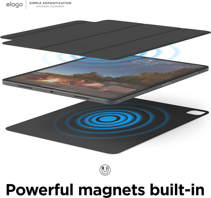 elago Magnetisches Folio Hülle Kompatibel mit iPad Pro 12.9" 6., 5., 4. Gen - Rückwand kann an Metal