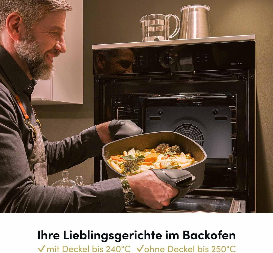 Hoffmann Aluguss Bräter Rund 11 cm Innenhöhe Ø 20 cm I 2,5 Liter I Elektroherd Induktionsherd Ceranf