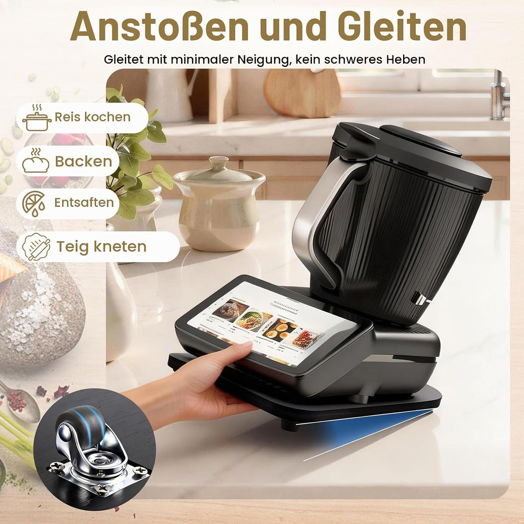 Gleitbrett für Thermomix TM7 - Holz Brett für Thermomix Vorwerk Küchenmaschine TM7 Zubehör - mit 360