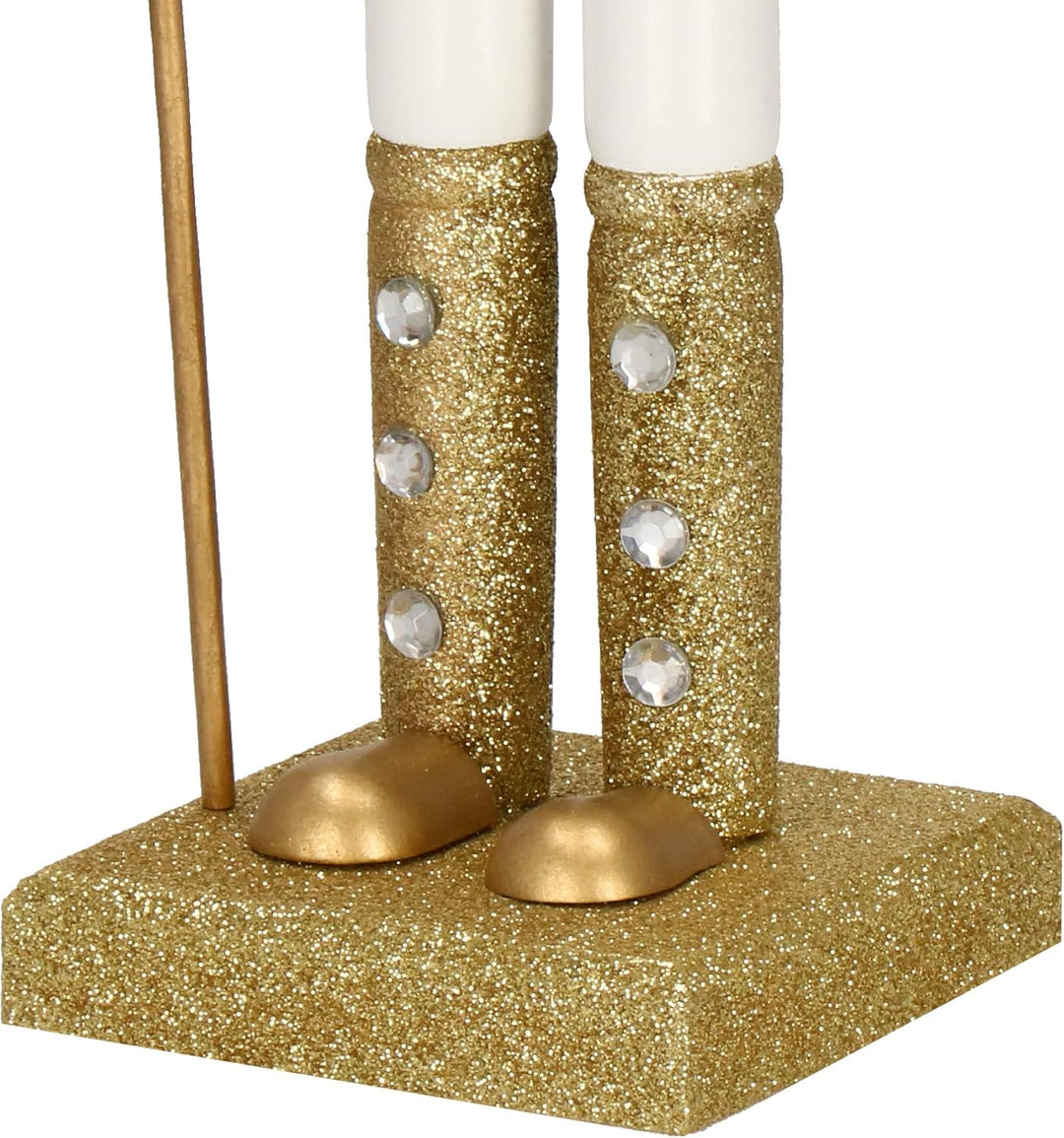 SPRINGOS Nussknacker Figur aus Holz Soldat Höhe: 38 cm mit langem Bart und Glitter Weihnachten Weihn