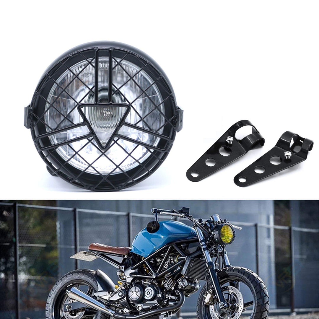 evomosa Universal Motorrad Frontscheinwerfer, 6'' Halogen Scheinwerfer mit Lampenschirmabdeckung Ret