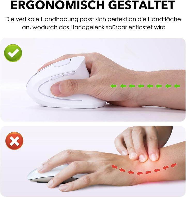 2,4 GHz Kabellose Vertikale Ergonomische Maus und Tastatur Combo Ultradünne tragbare Grösse für PC D