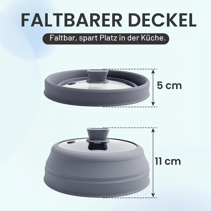 Mikrowellen-Spritzer-Abdeckung, Glas, Mikrowellen-Abdeckung für Lebensmittel, faltbarer Tellerdeckel