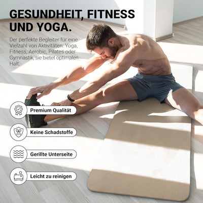 MSPORTS Gymnastikmatte | Yogamatte Premium rutschfest inkl. Tragegurt + Übungsposter + Workout App I