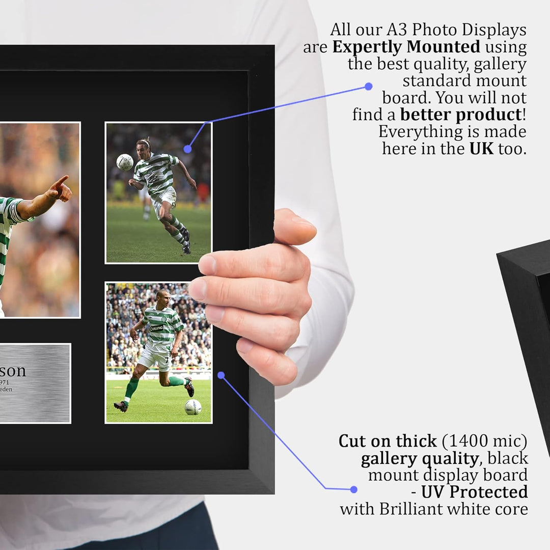 HWC Trading FR A3 Henrik Larsson Celtic Gedruckte Erinnerungsstücke Signiert Autogramm Foto Display